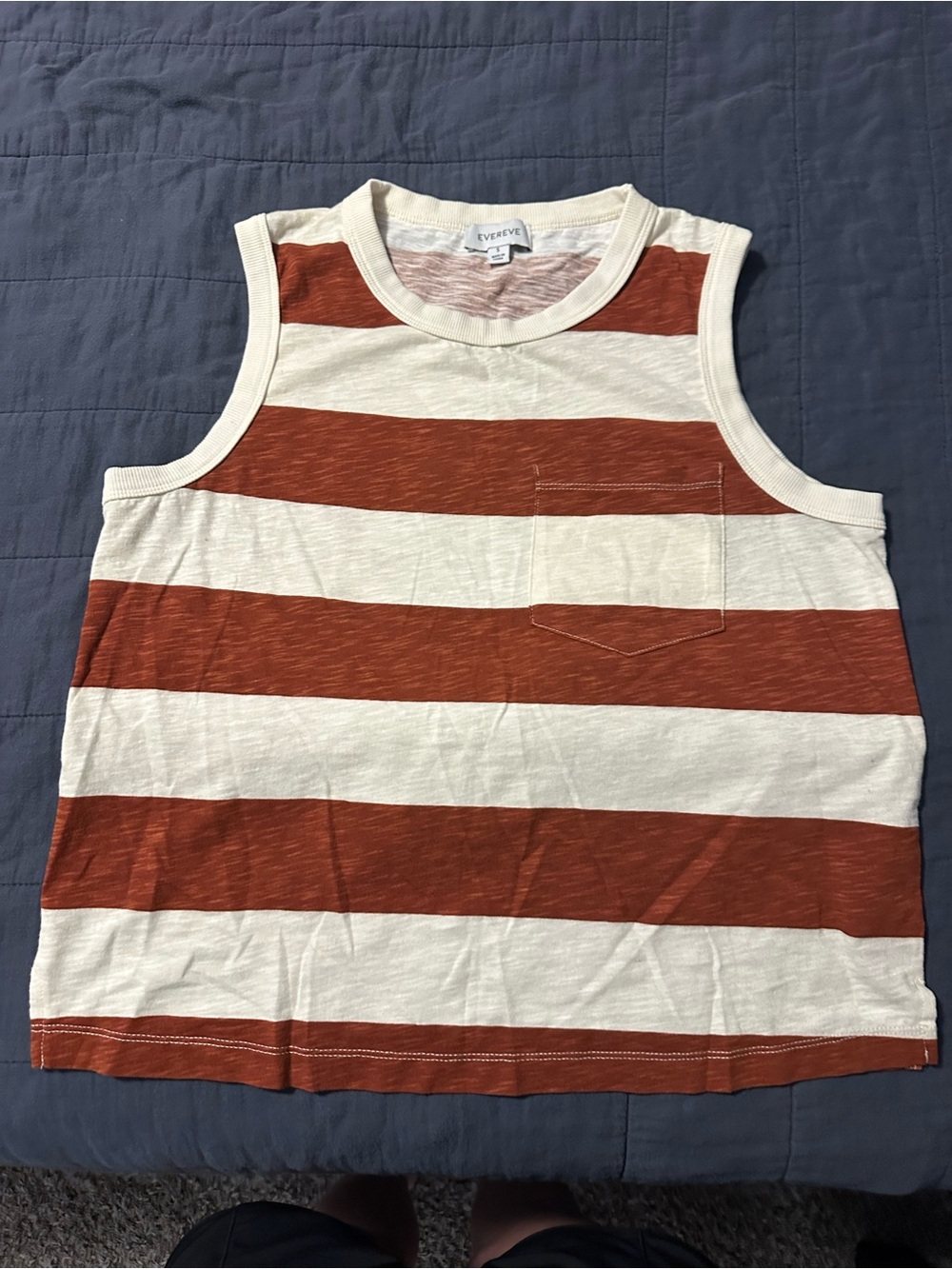 Evereve Rust and Cream Wide-Striped Tank
